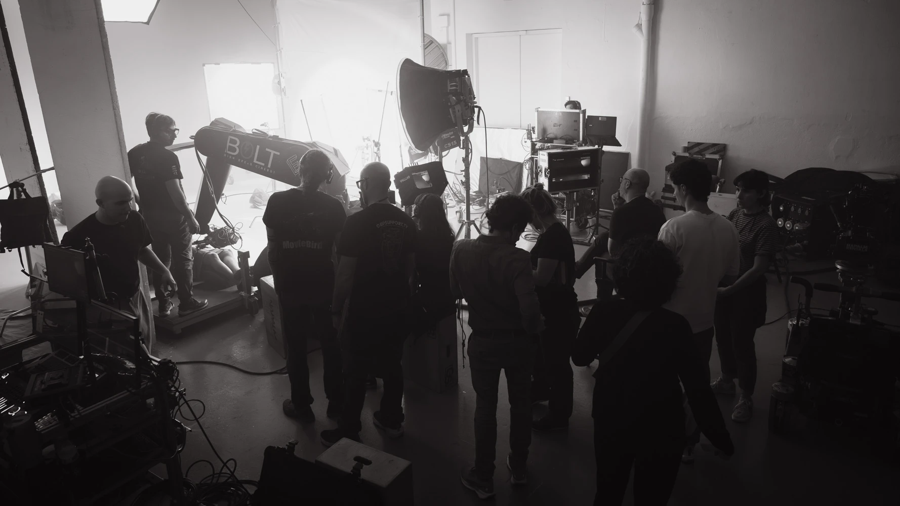 Tasty Studio crew around a motion control robot arm in the studio